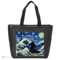Starry Night Bigfoot Surfing Great Wave Off Kanagawa Tote Bag thumb 0