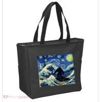 Starry Night Bigfoot Surfing Great Wave Off Kanagawa Tote Bag thumb 2