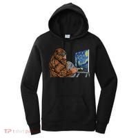 Starry Night Bigfoot Painting Funny Sasquatch Graphic Art Women's Hoodie thumb 0