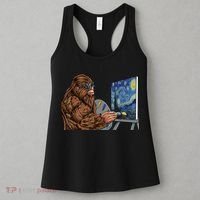Starry Night Bigfoot Painting Funny Sasquatch Graphic Art Women's Tank Top thumb 3