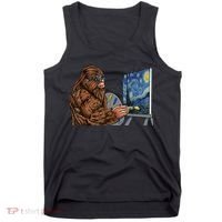 Starry Night Bigfoot Painting Funny Sasquatch Graphic Art Tank Top thumb 0