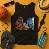 Starry Night Bigfoot Painting Funny Sasquatch Graphic Art Tank Top thumb 4