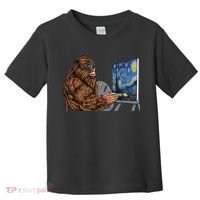 Starry Night Bigfoot Painting Funny Sasquatch Graphic Art Toddler T-Shirt thumb 0