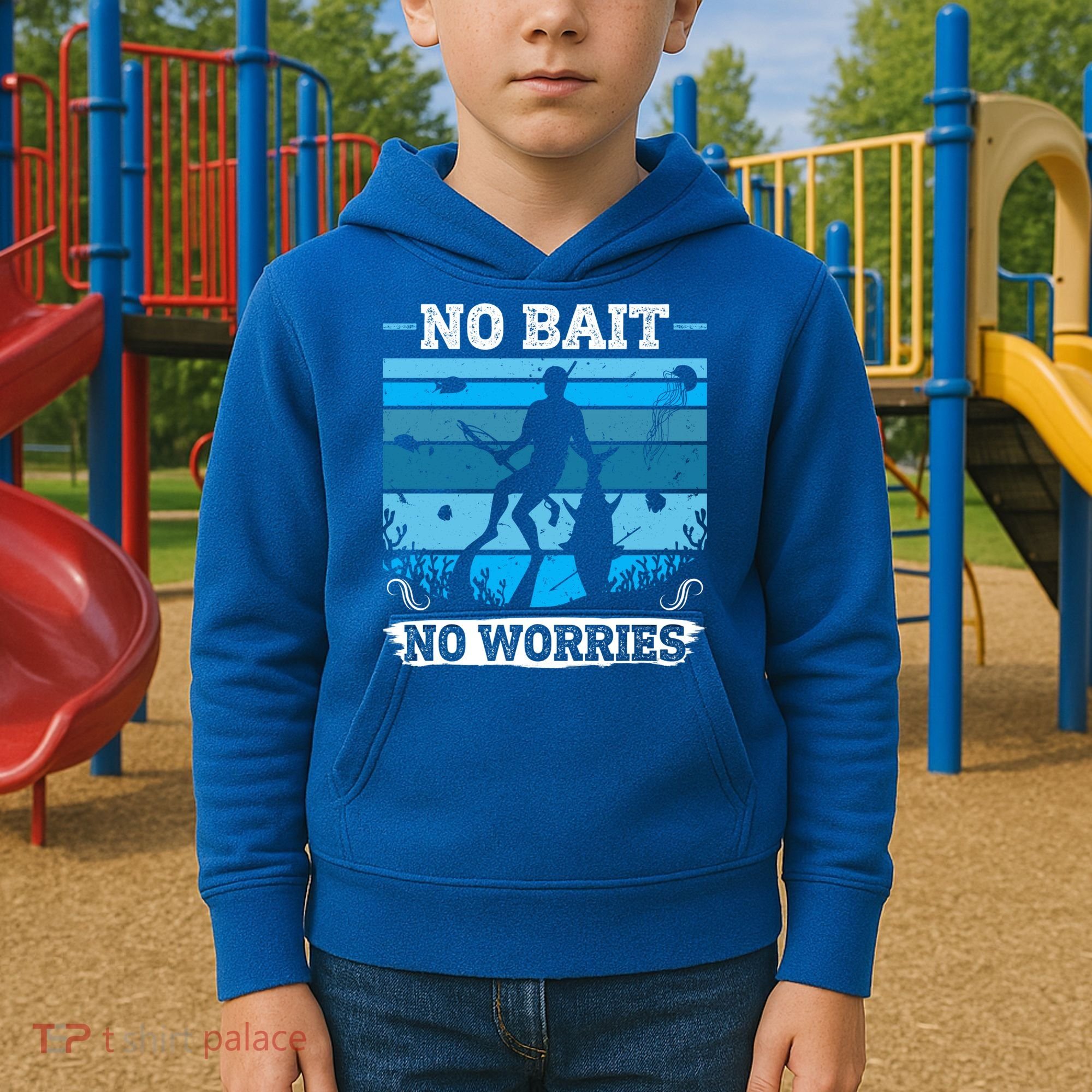 Spearfishing No Bait No Problem Dive Fish Hunt Spear Fishes Gift Kids Hoodie