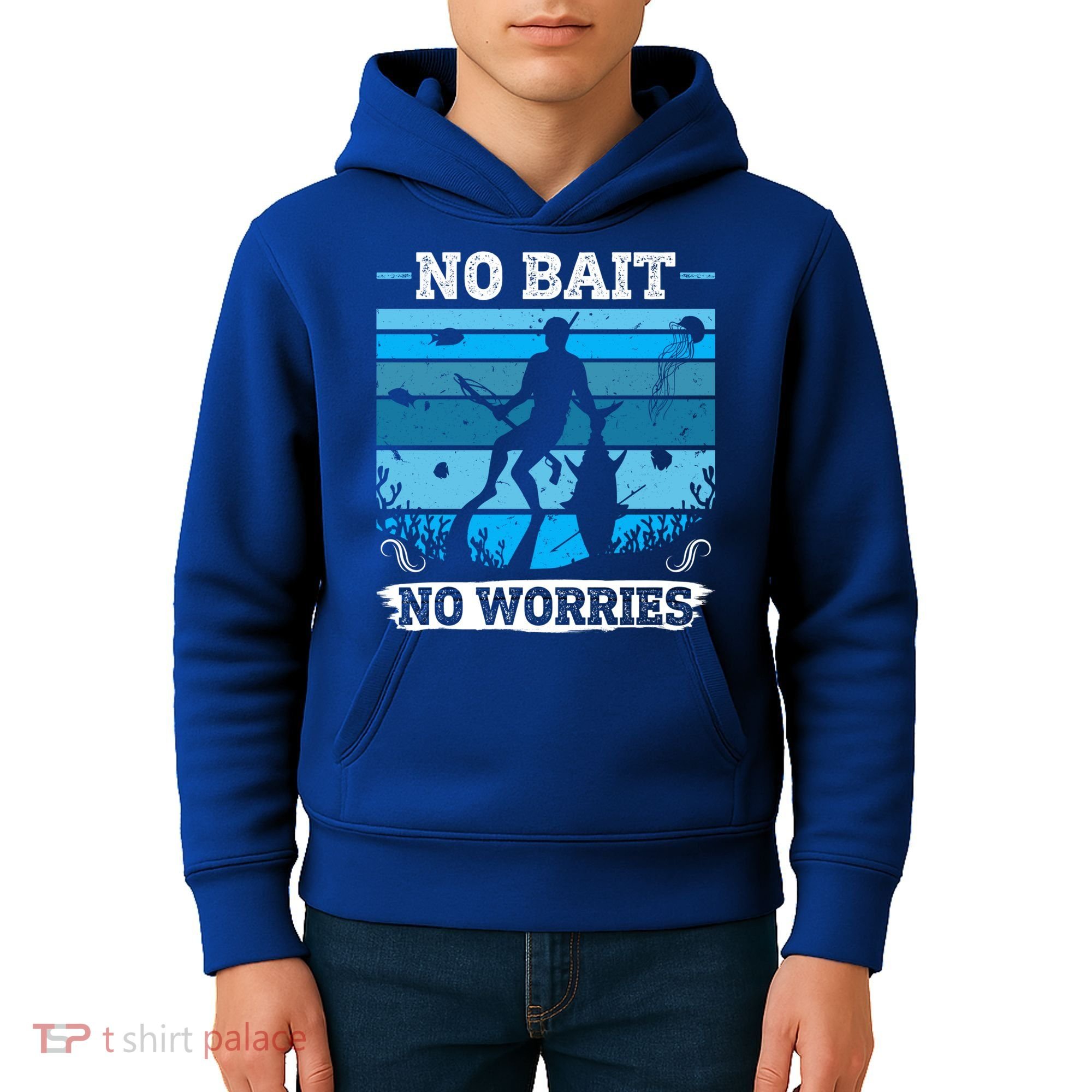 Spearfishing No Bait No Problem Dive Fish Hunt Spear Fishes Gift Kids Hoodie