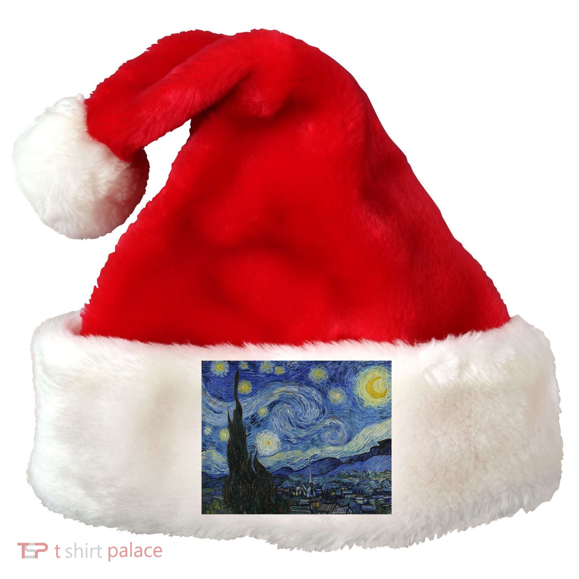 Starry Night By Vincent Van Gogh Famous Painting Gift Santa Hat