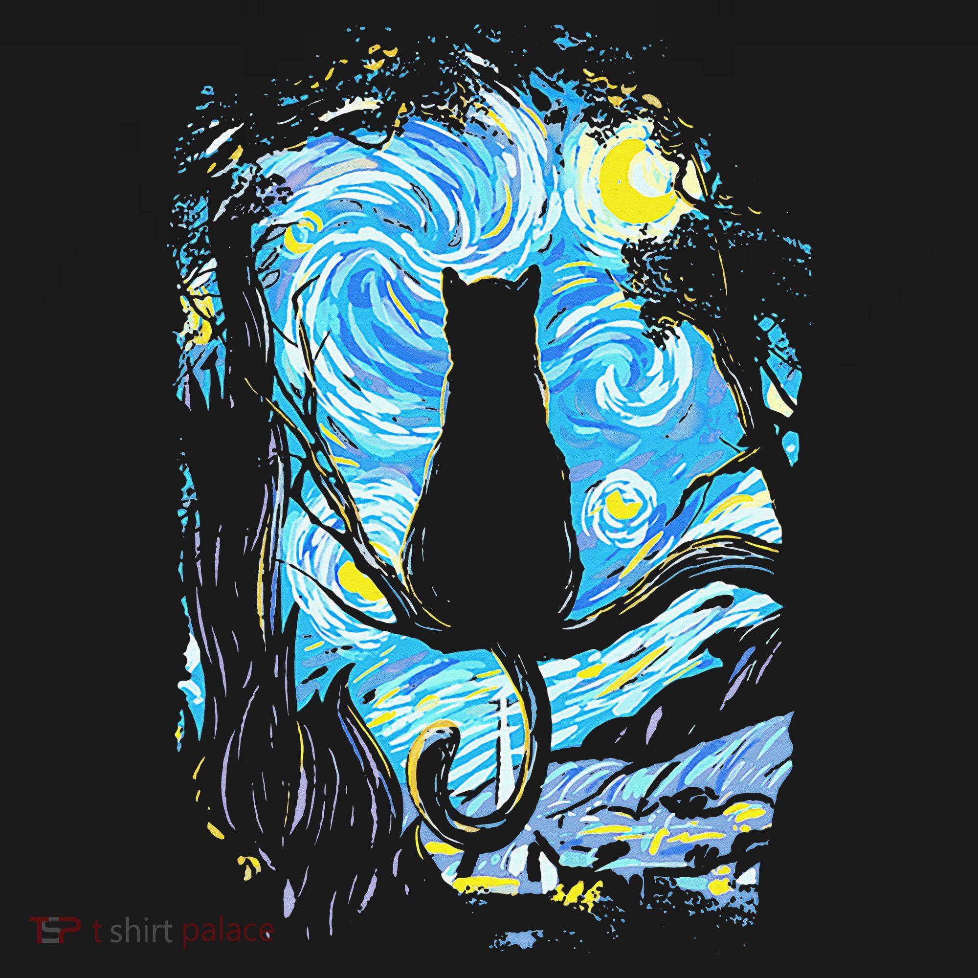 Starry Night Cat Van Gogh Cat Backpack
