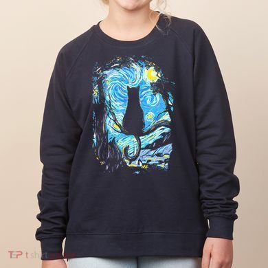 Starry Night Cat Van Gogh Cat Women's Sweatshirt