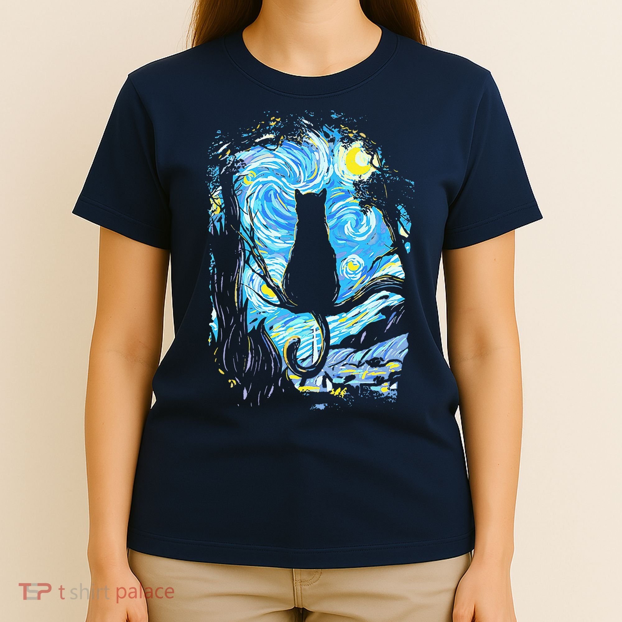 Starry Night Cat Van Gogh Cat T-Shirt
