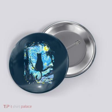 Starry Night Cat Van Gogh Cat Button