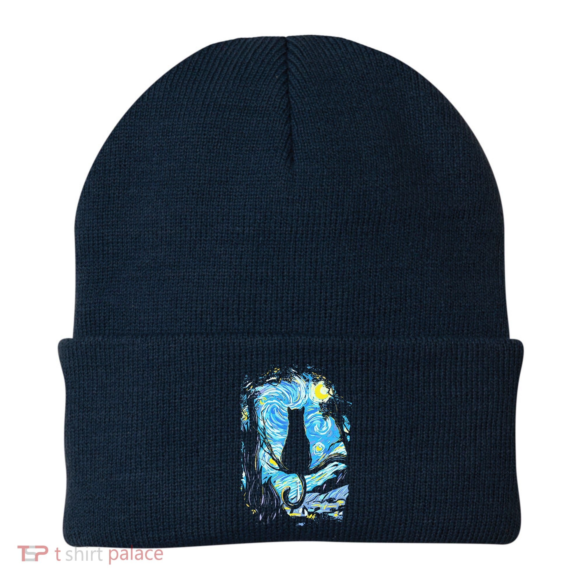 Starry Night Cat Van Gogh Cat Beanie