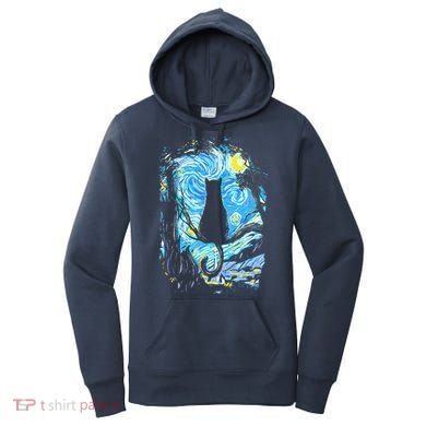 Starry Night Cat Van Gogh Cat Women's Hoodie