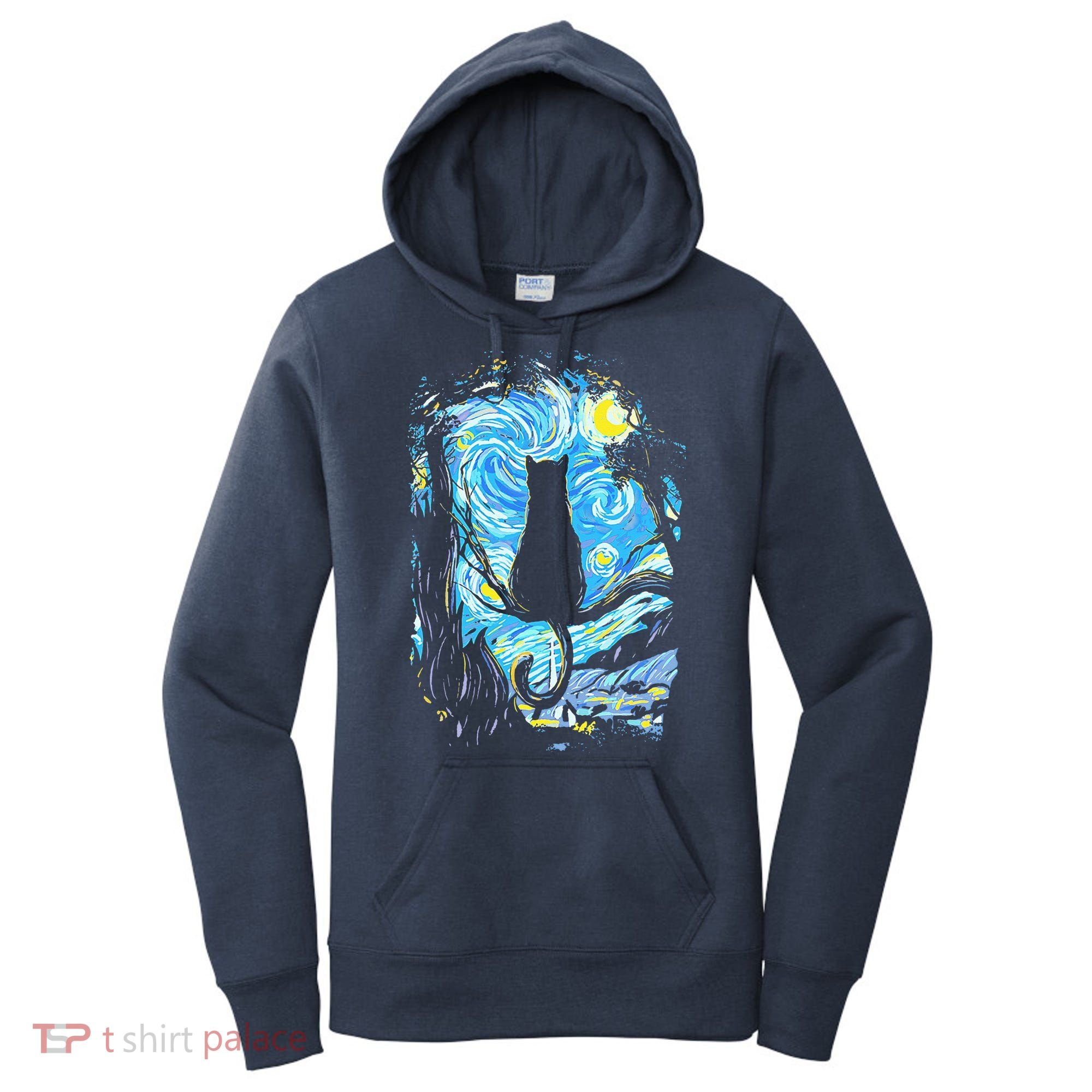 Starry Night Cat Van Gogh Cat Women's Hoodie