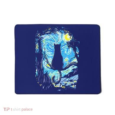 Starry Night Cat Van Gogh Cat Mousepad