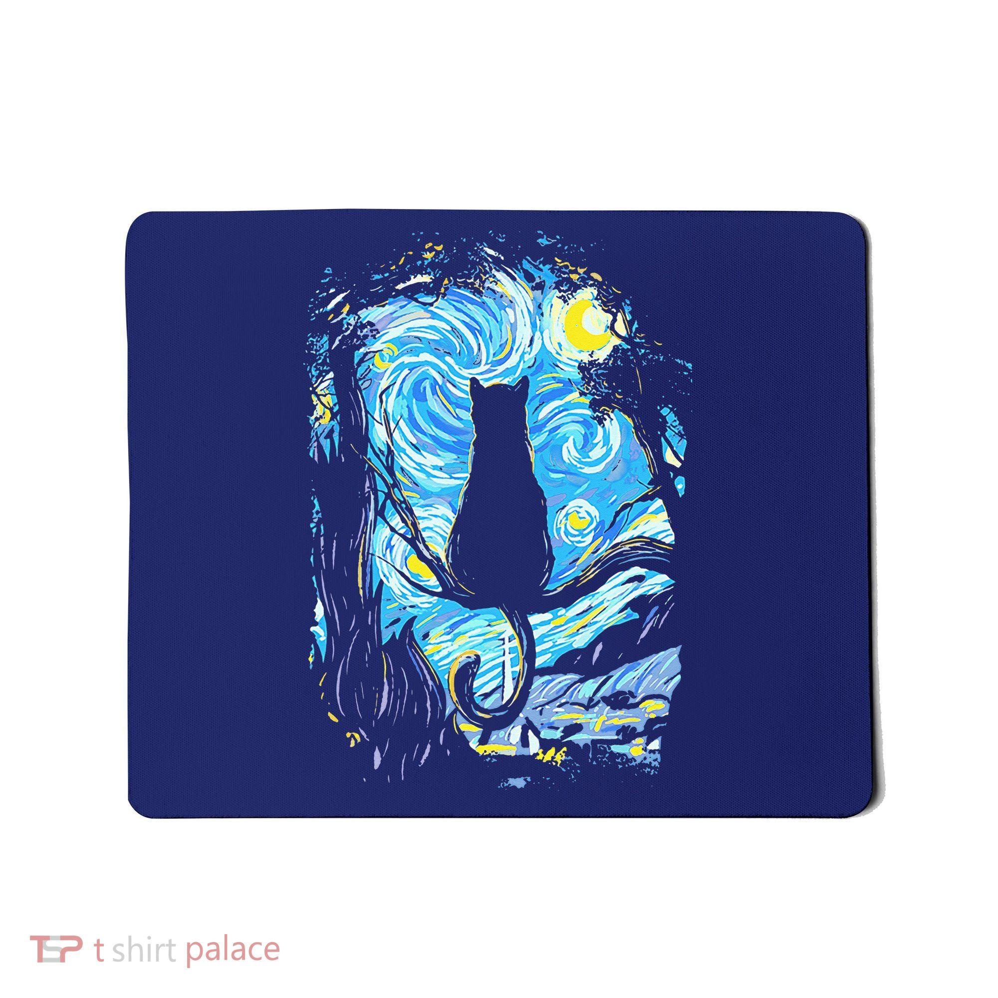 Starry Night Cat Van Gogh Cat Mousepad