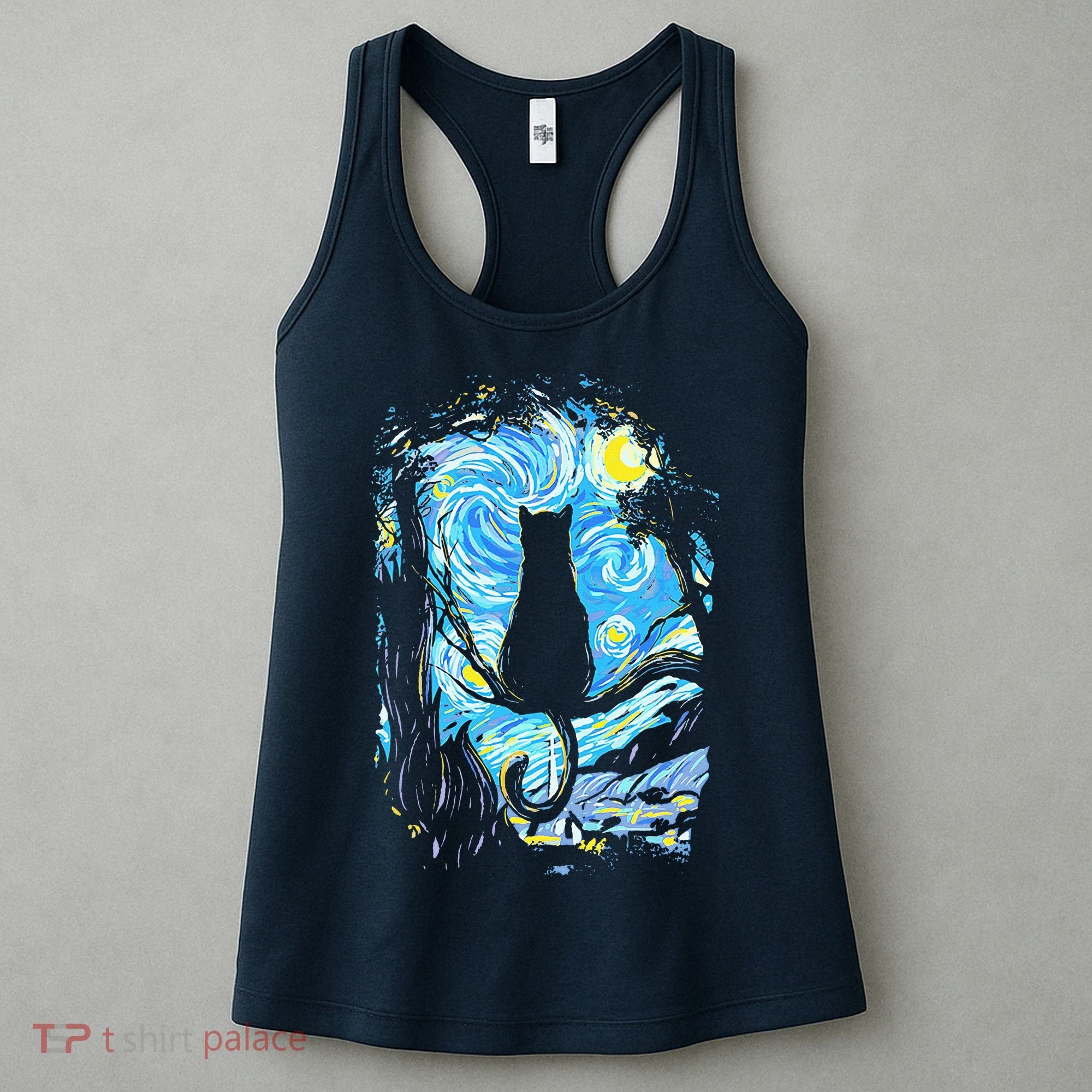 Starry Night Cat Van Gogh Cat Women's Tank Top