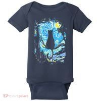 Starry Night Cat Van Gogh Cat Baby Bodysuit thumb 0