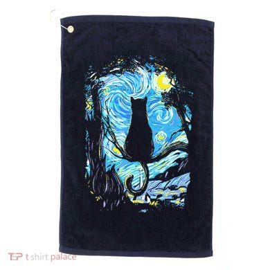 Starry Night Cat Van Gogh Cat Golf Towel