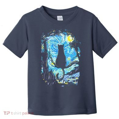 Starry Night Cat Van Gogh Cat Toddler T-Shirt