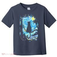 Starry Night Cat Van Gogh Cat Toddler T-Shirt thumb 0