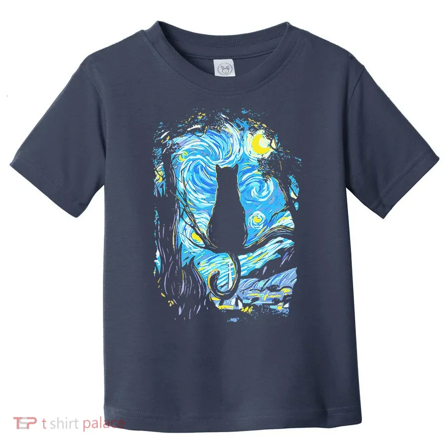 Starry Night Cat Van Gogh Cat Toddler T-Shirt