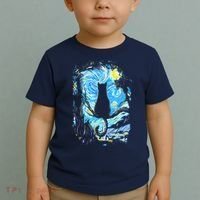 Starry Night Cat Van Gogh Cat Toddler T-Shirt thumb 2