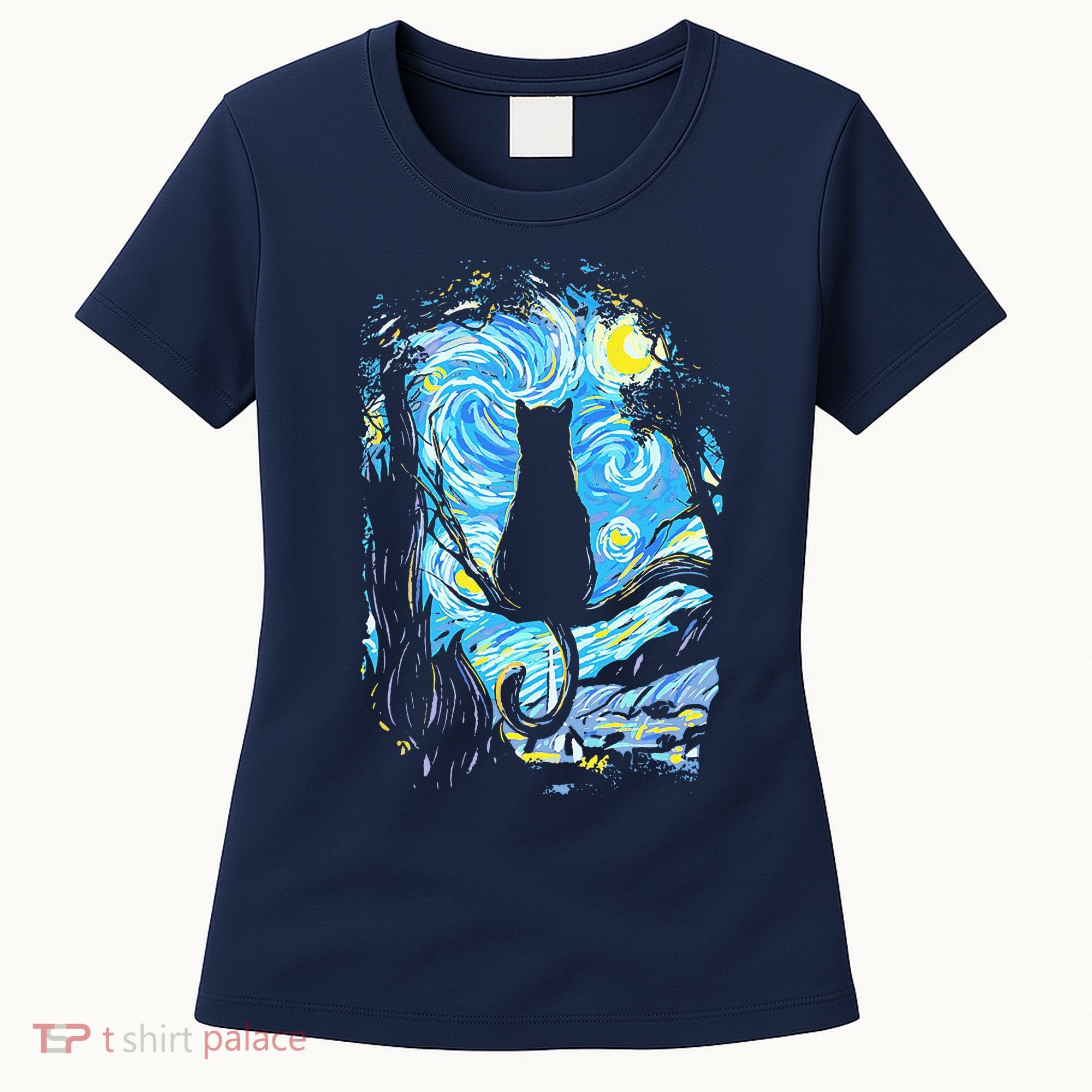 Starry Night Cat Van Gogh Cat Women's T-Shirt