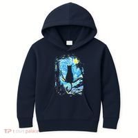 Starry Night Cat Van Gogh Cat Kids Hoodie thumb 0