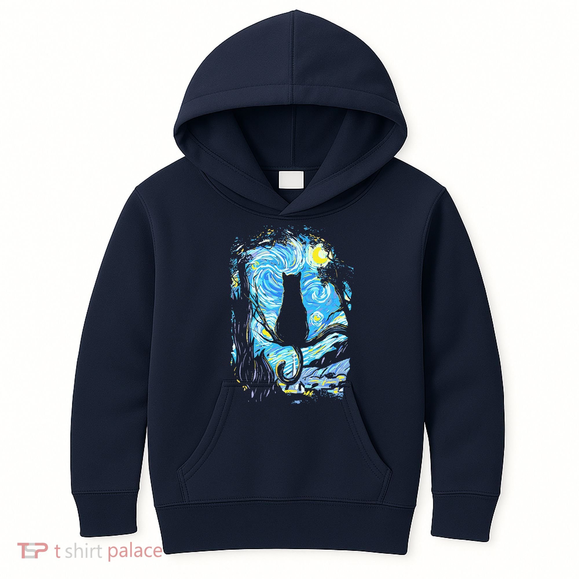 Starry Night Cat Van Gogh Cat Kids Hoodie