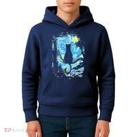 Starry Night Cat Van Gogh Cat Kids Hoodie thumb 4