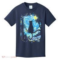 Starry Night Cat Van Gogh Cat Kids T-Shirt thumb 0