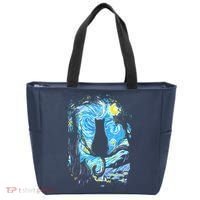 Starry Night Cat Van Gogh Cat Tote Bag thumb 0