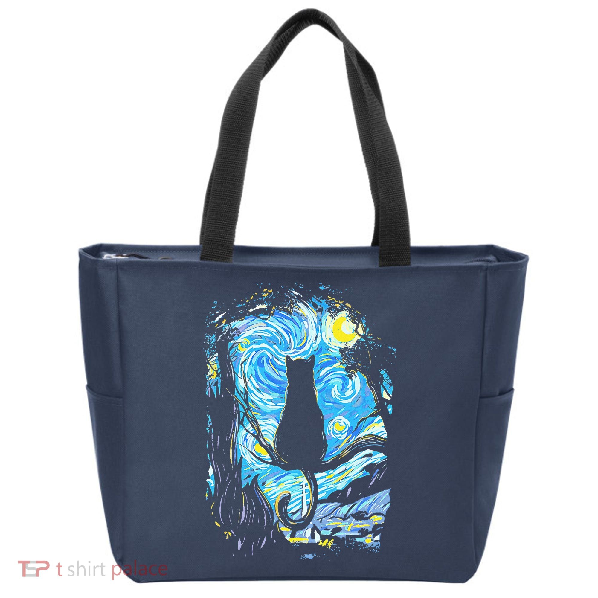 Starry Night Cat Van Gogh Cat Tote Bag