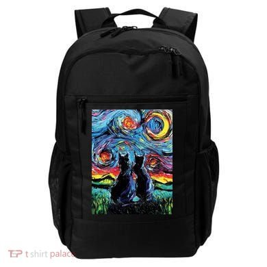 Scary Night Cat Van Gogh Art Backpack