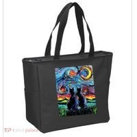Scary Night Cat Van Gogh Art Tote Bag thumb 2