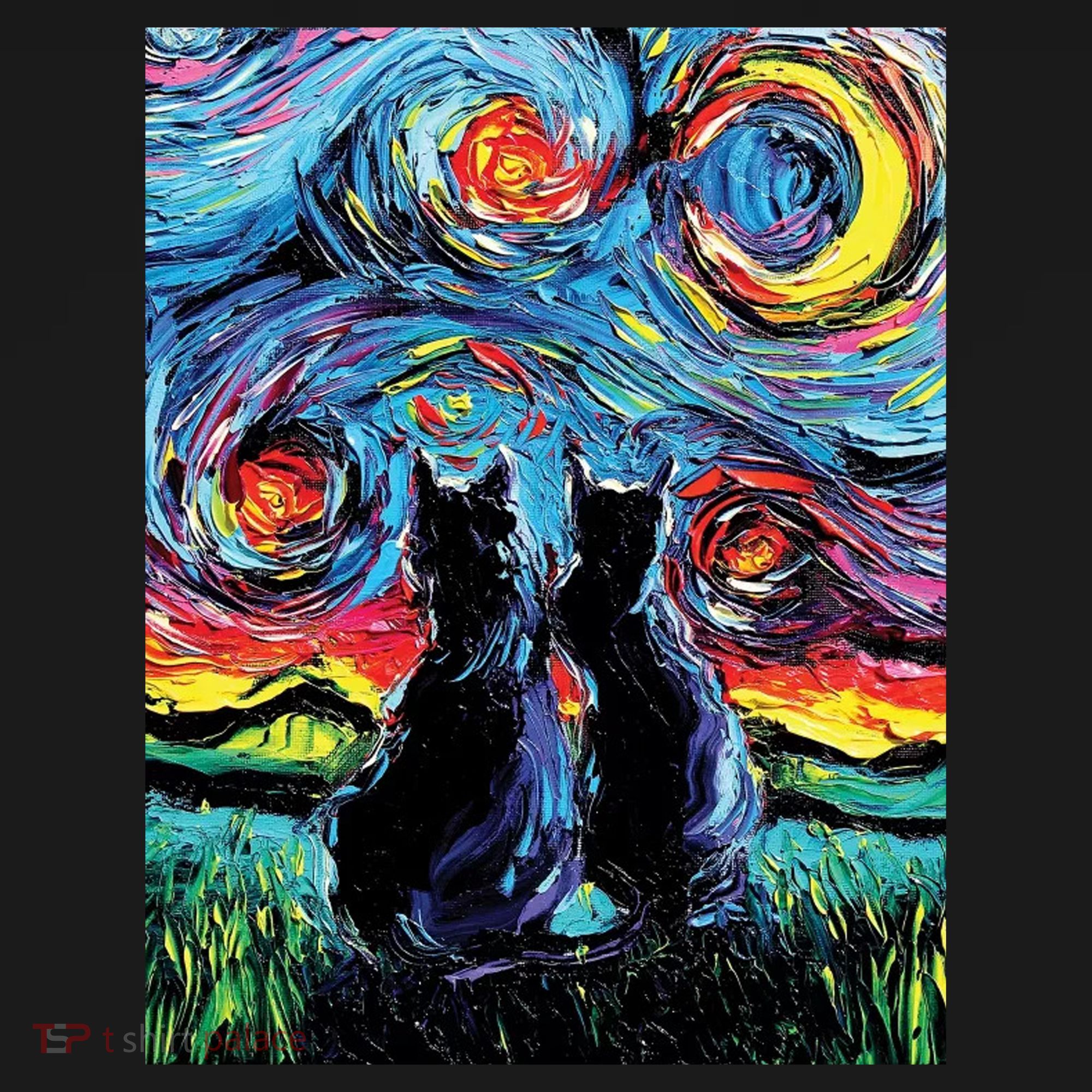 Scary Night Cat Van Gogh Art Tote Bag