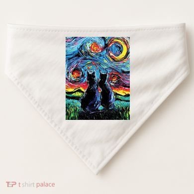 Scary Night Cat Van Gogh Art USA-Made Doggie Bandana