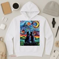 Scary Night Cat Van Gogh Art Hoodie thumb 3