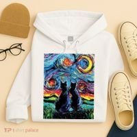 Scary Night Cat Van Gogh Art Hoodie thumb 4