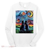 Scary Night Cat Van Gogh Art Long Sleeve Shirt thumb 0
