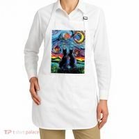 Scary Night Cat Van Gogh Art Apron thumb 2