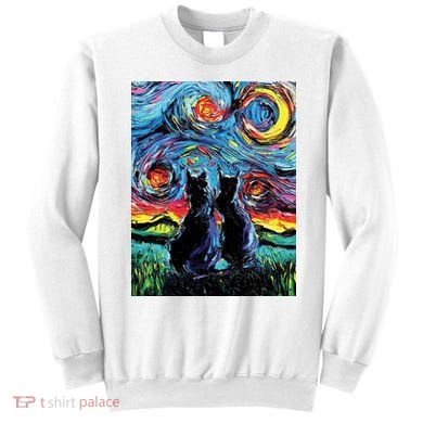 Scary Night Cat Van Gogh Art Sweatshirt