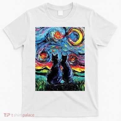 Scary Night Cat Van Gogh Art T-Shirt
