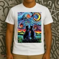 Scary Night Cat Van Gogh Art T-Shirt thumb 3