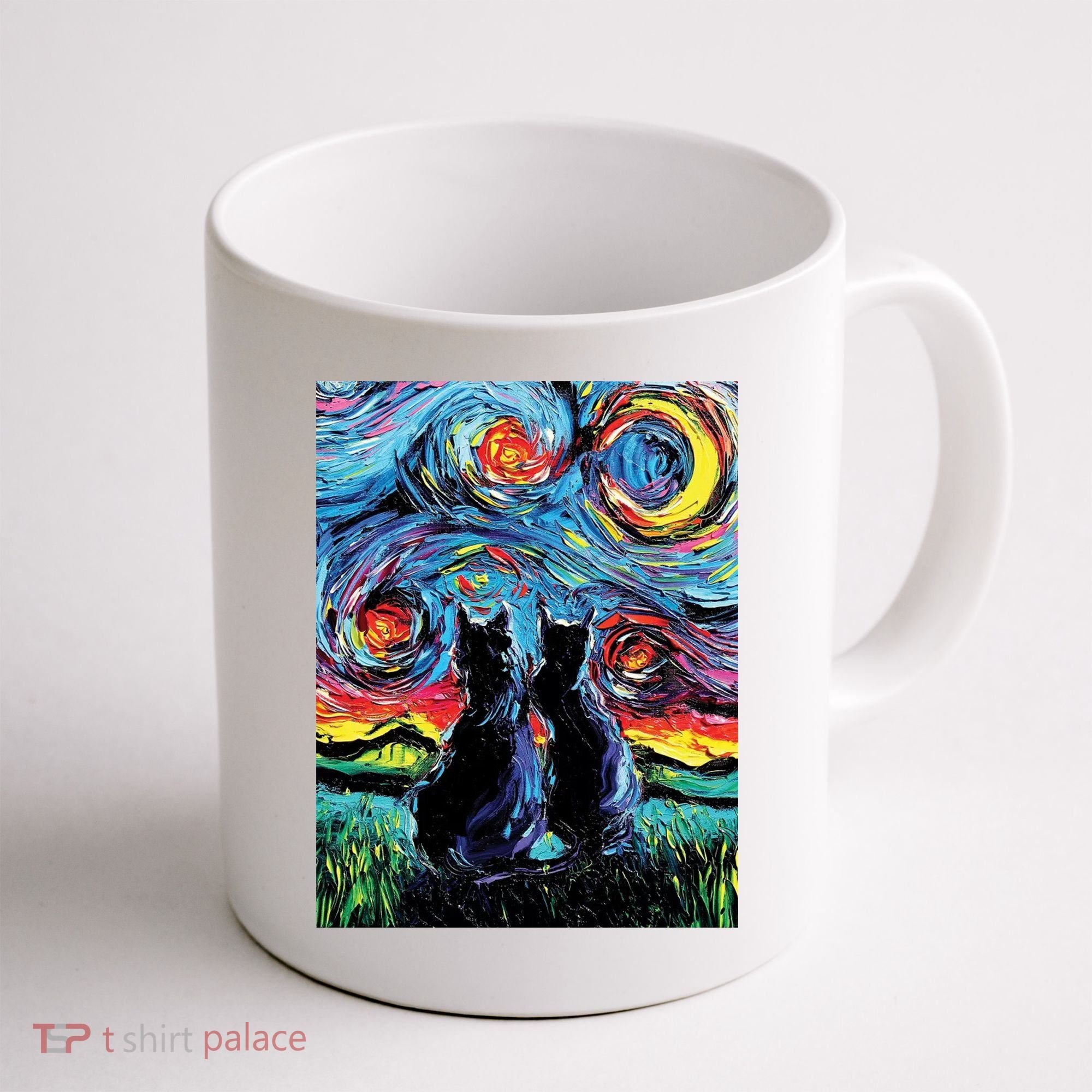 Scary Night Cat Van Gogh Art Coffee Mug