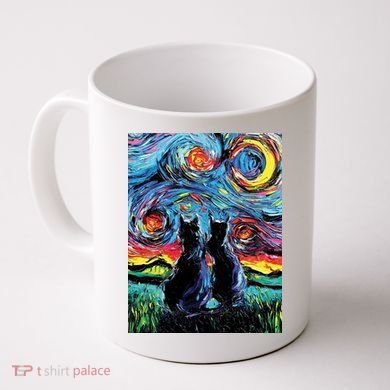 Scary Night Cat Van Gogh Art Coffee Mug
