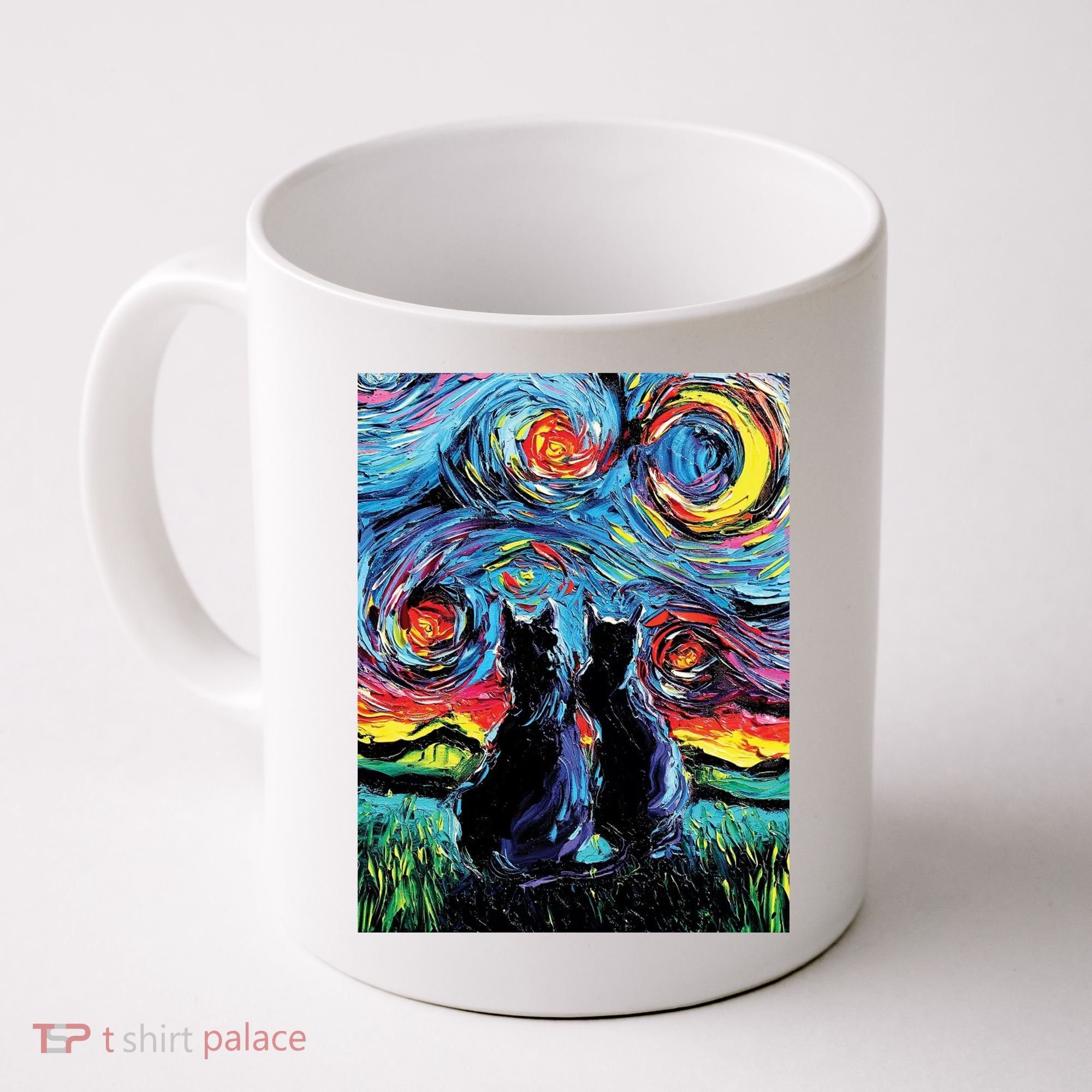 Scary Night Cat Van Gogh Art Coffee Mug