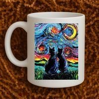 Scary Night Cat Van Gogh Art Coffee Mug thumb 2