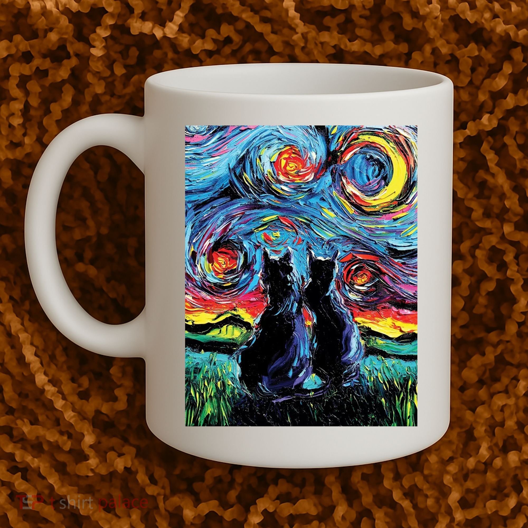 Scary Night Cat Van Gogh Art Coffee Mug