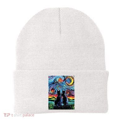 Scary Night Cat Van Gogh Art Beanie